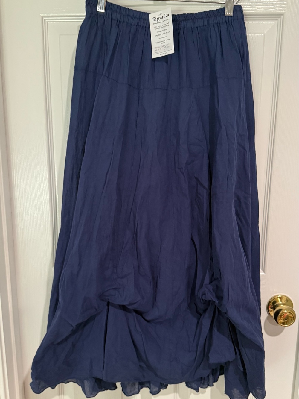 Navy Maxi Skirt with Gathered Hem
